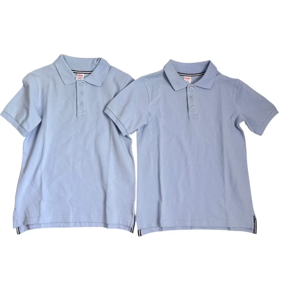 Gymboree Boys Light Blue Short Sleeve Polo Shirt Uniform Size‎ 8 Twin Pack NEW